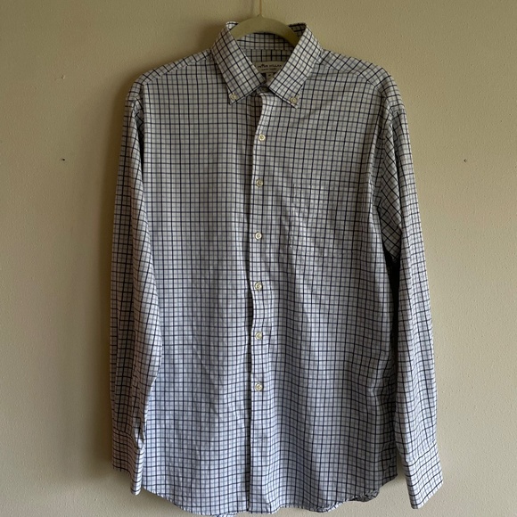 Peter Millar Summer Comfort Blue White Check Plaid Button Down Shirt - Picture 1 of 5